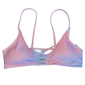 pink & white striped bikini top w/ cross body straps | no brand | size medium